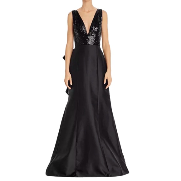 Adrianna Papell Dresses & Skirts - EUC Adrianna Papell Black Sequin Evening Gown with Oversized Bow Back